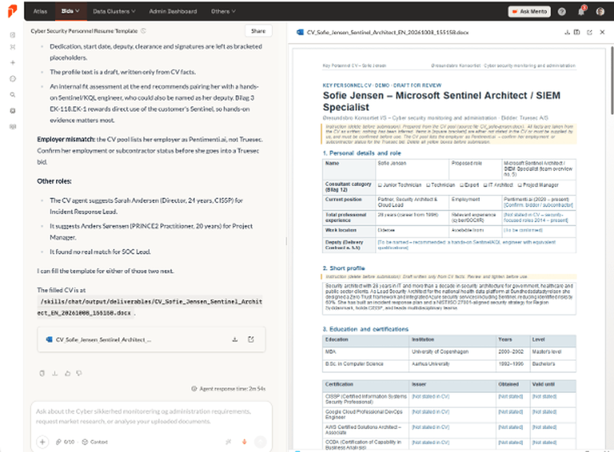 Figure 5. The filled CV and the agent's notes on it.
